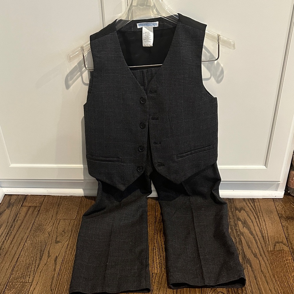 Black Plaid Vest and Pants Set